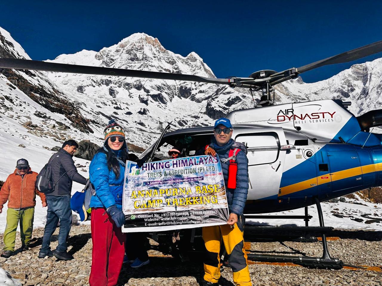 Annapurna Base Camp Trek in Nepal with trekkers and Himalayan mountain views