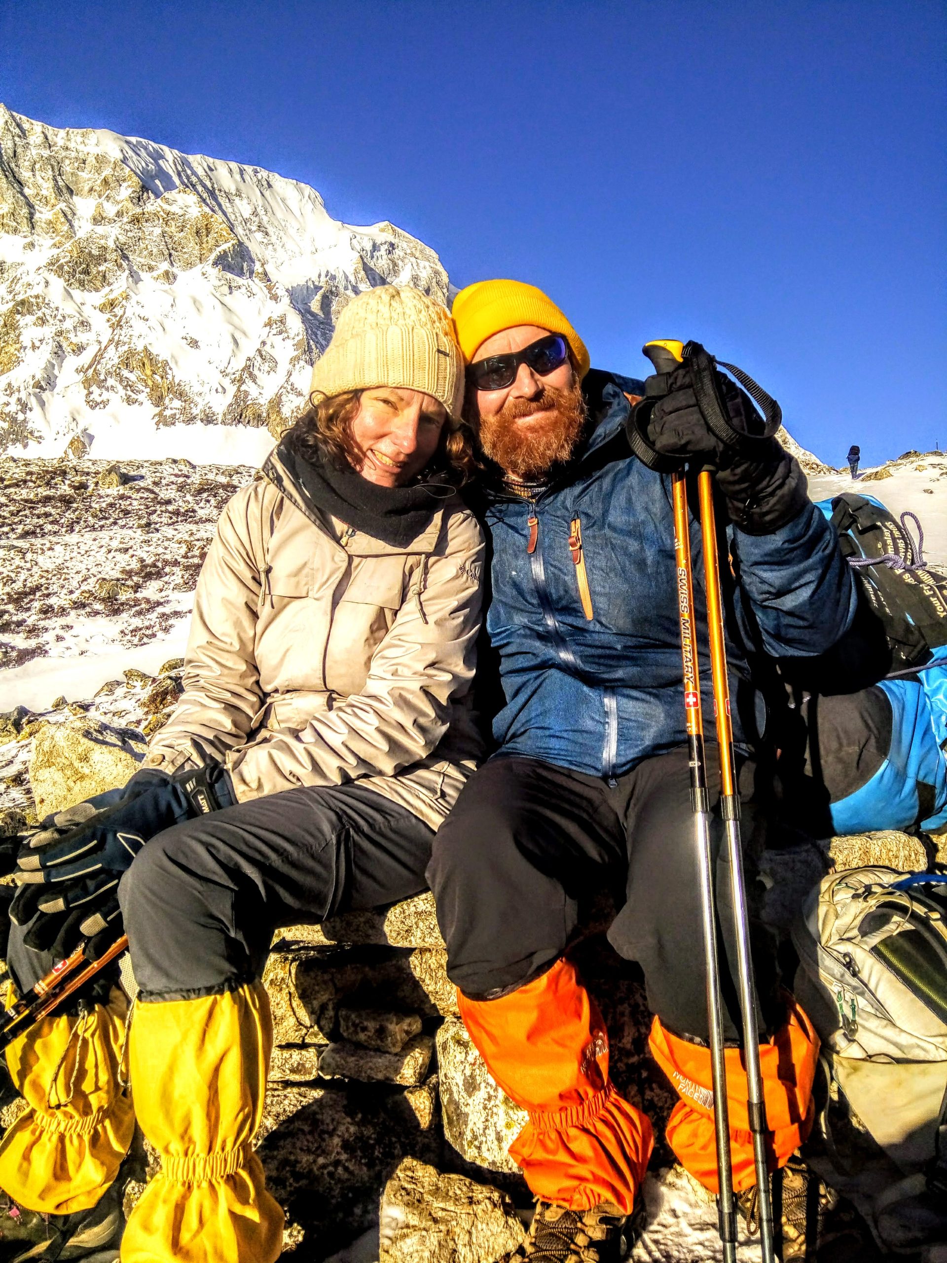 Couple Enjoying View of Manaslu Circuit Mountain | Manaslu Circuit Trek - Hiking Himalayas
